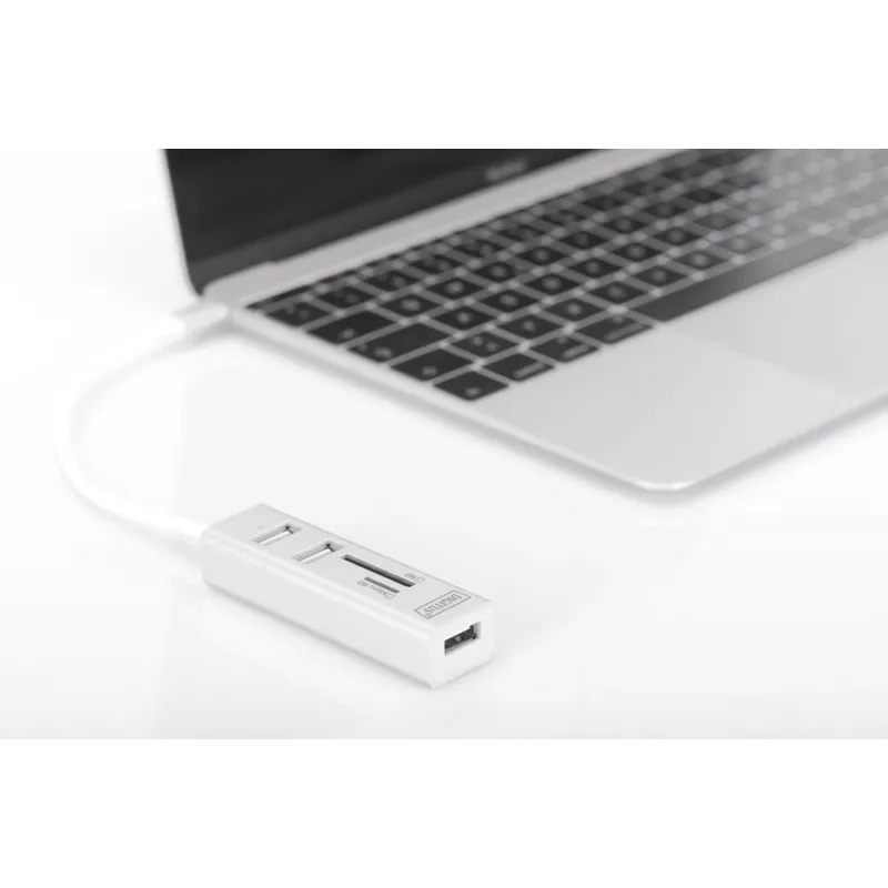DIGITUS USB 2.0 Type C HUB z czytnikiem kart 3x USB 2.0. 1x SD, 1x MicroSD Port Obudowa aluminiowa