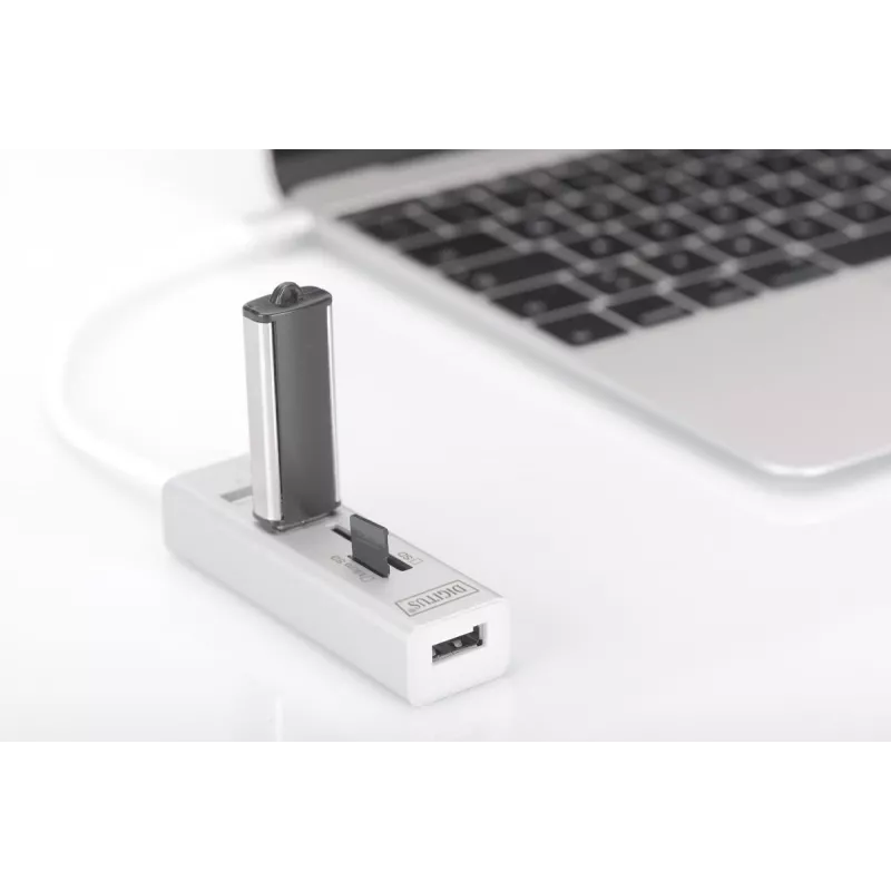 DIGITUS USB 2.0 Type C HUB z czytnikiem kart 3x USB 2.0. 1x SD, 1x MicroSD Port Obudowa aluminiowa