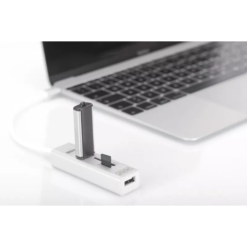 DIGITUS USB 2.0 Type C HUB z czytnikiem kart 3x USB 2.0. 1x SD, 1x MicroSD Port Obudowa aluminiowa