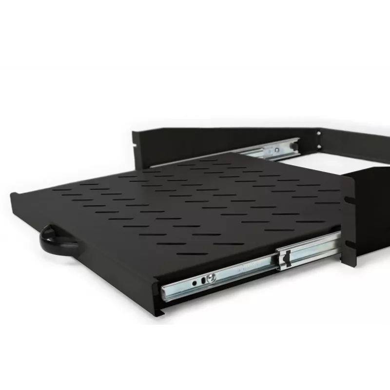 Półka rozsuwana DIGITUS 2U do szaf o głębokości od 450 mm 88x483x352 mm, do 30 kg, czarna (RAL 9005)