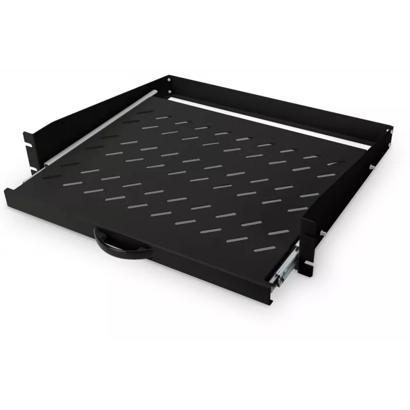 Półka rozsuwana DIGITUS 2U do szaf o głębokości od 450 mm 88x483x352 mm, do 30 kg, czarna (RAL 9005)