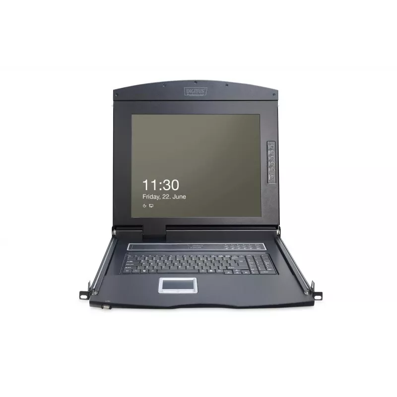 DIGITUS Modularized 43 2cm (17in) TFT console with 8 port KVM RAL 9005 black - Qwertzu German