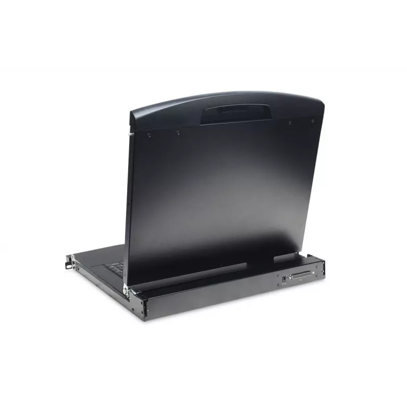 DIGITUS Modularized 48.3cm (19in) TFT console with 8 port Cat.5 KVM, RAL 9005 Czarny - Qwertzu German