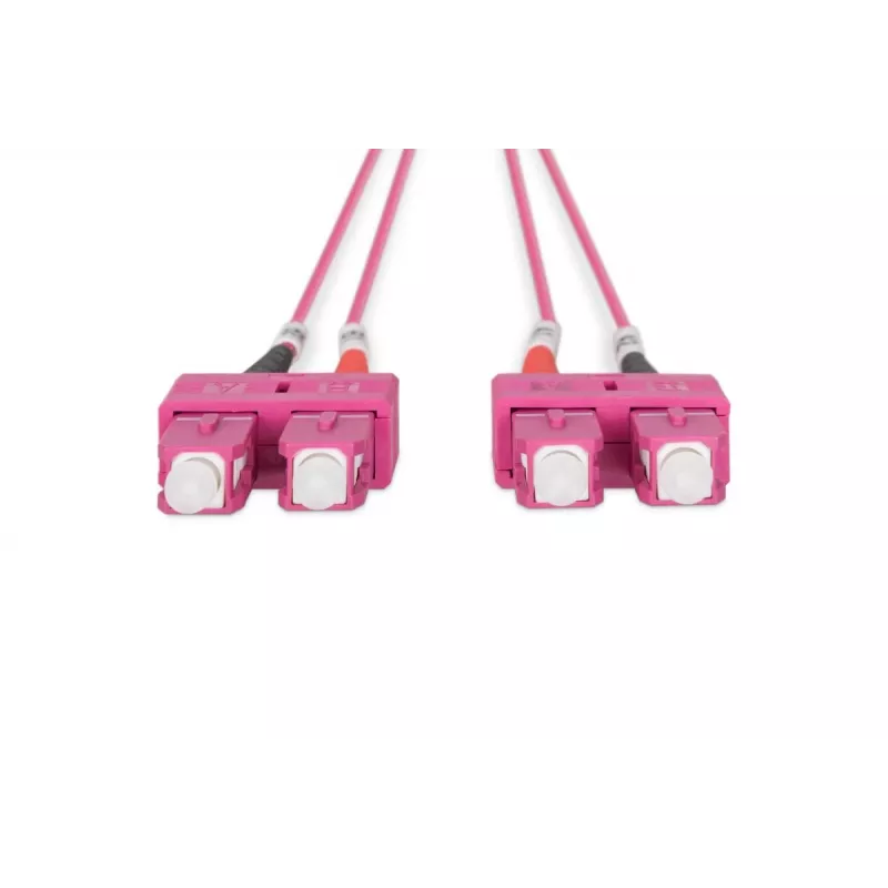 DIGITUS Kabel światłowodowy, SC na SC Multimod OM4 - 50/125 µ, Duplex, kolor RAL4003 Długość 1m