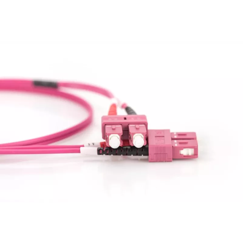 DIGITUS Kabel światłowodowy krosowy, SC na SC wielomodowy OM4 - 50/125 µ, duplex, kolor RAL4003, długość 2 m