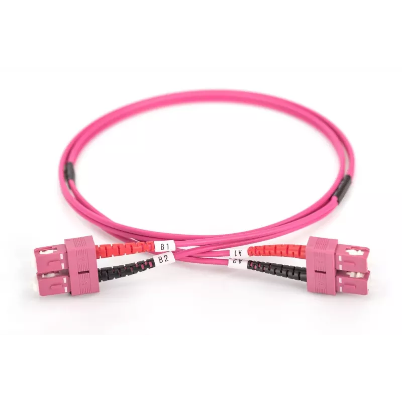 DIGITUS Kabel światłowodowy krosowy, SC na SC wielomodowy OM4 - 50/125 µ, duplex, kolor RAL4003, długość 2 m