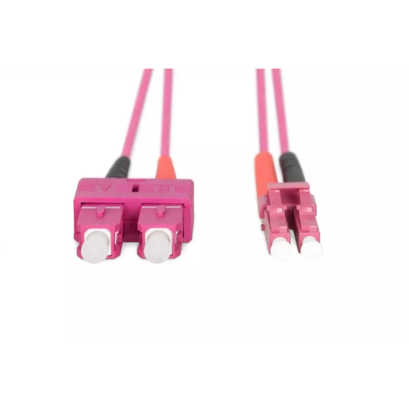 Kabel światłowodowy DIGITUS, LC do SC wielomodowy OM4 - 50/125 µ, duplex, kolor RAL4003, długość 1 m