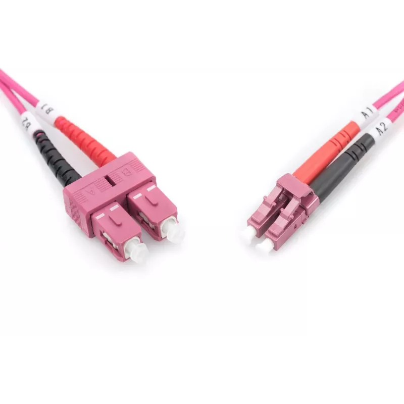 DIGITUS Kabel światłowodowy, LC na SC wielomodowy OM4 - 50/125 µ, duplex, kolor RAL4003, długość 5 m