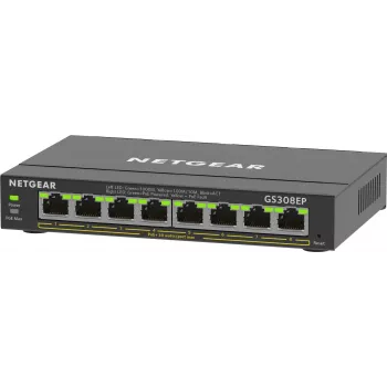 NETGEAR 8-Port Gigabit Ethernet PoE+ Plus Switch (GS308EP) Managed L2/L3 Gigabit Ethernet (10/100/1000) Power over Ethernet (PoE) Czarny