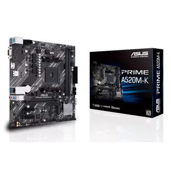 Płyta główna ASUS PRIME A520M-K, chipset AMD A520, Socket AM4, micro ATX, 2x DDR4, 64 GB, 1x M.2, 4x SATA III, HDMI 2.1