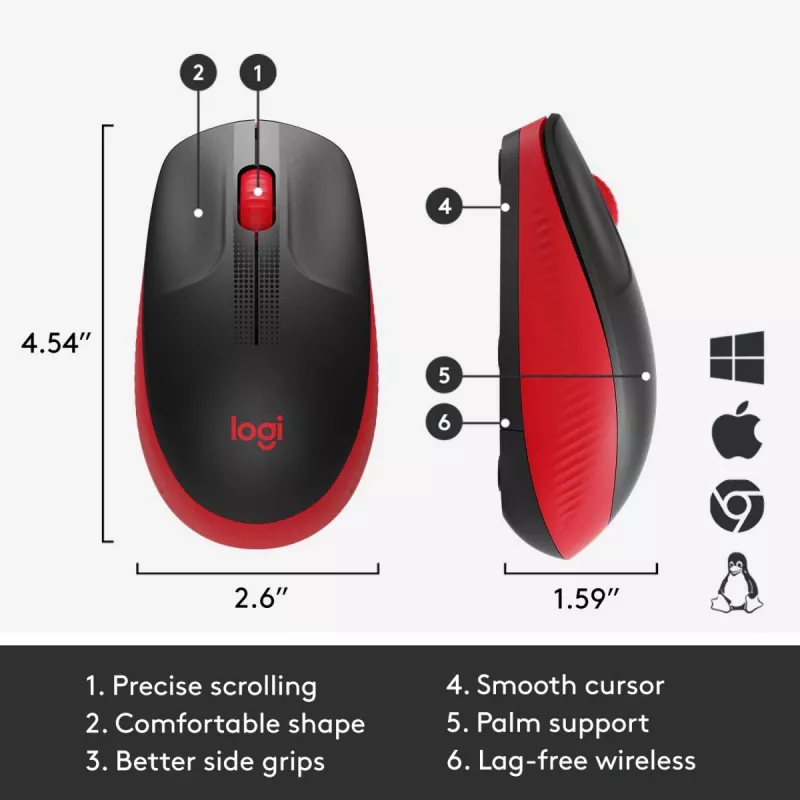 Mysz Logitech M190 Wireless USB czerwony