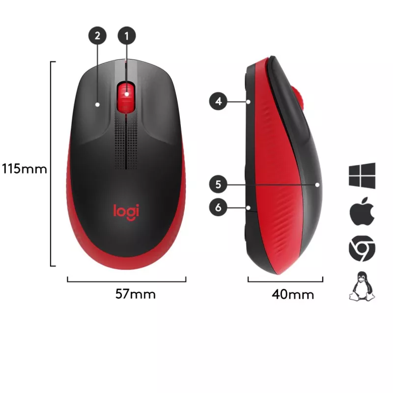 Mysz Logitech M190 Wireless USB czerwony