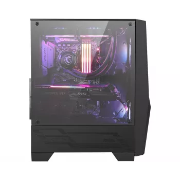 MSI MAG FORGE 100R Mid Tower Gaming Computer Case 'Czarny, 2x 120mm ARGB PWM Fan, 1x 120mm Fan, 1-6 ARGB Hub, Mystic Light Sync, Tempered Glass Panel, ATX, mATX, mini-ITX'