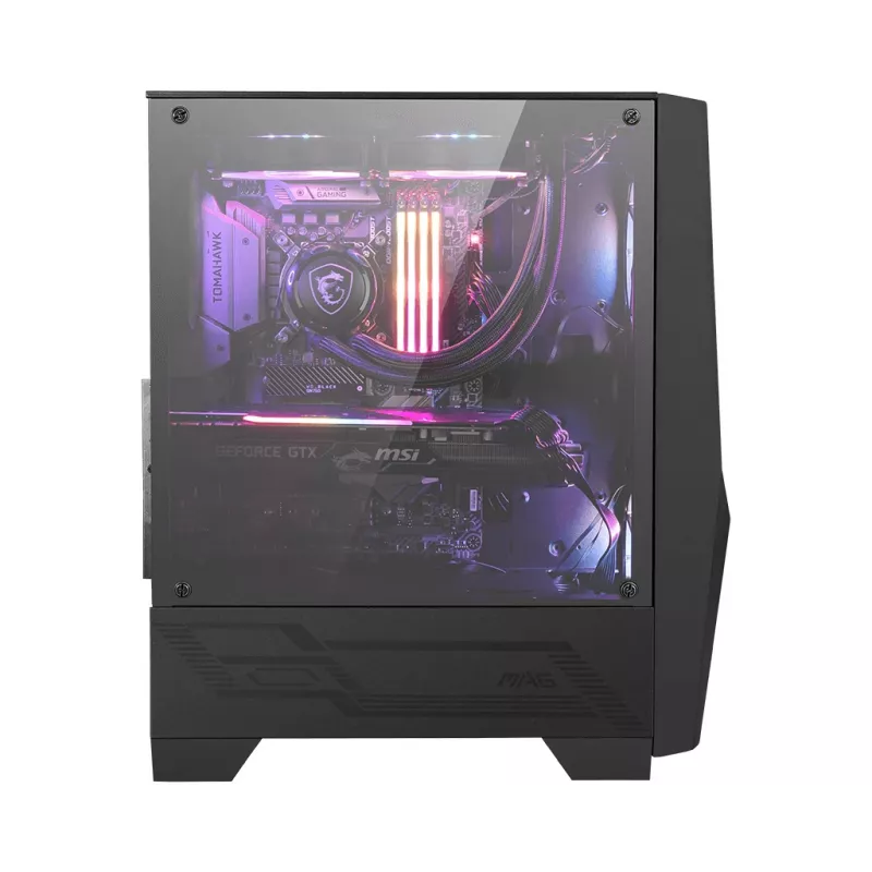 MSI MAG FORGE 100R Mid Tower Gaming Computer Case 'Czarny, 2x 120mm ARGB PWM Fan, 1x 120mm Fan, 1-6 ARGB Hub, Mystic Light Sync, Tempered Glass Panel, ATX, mATX, mini-ITX'