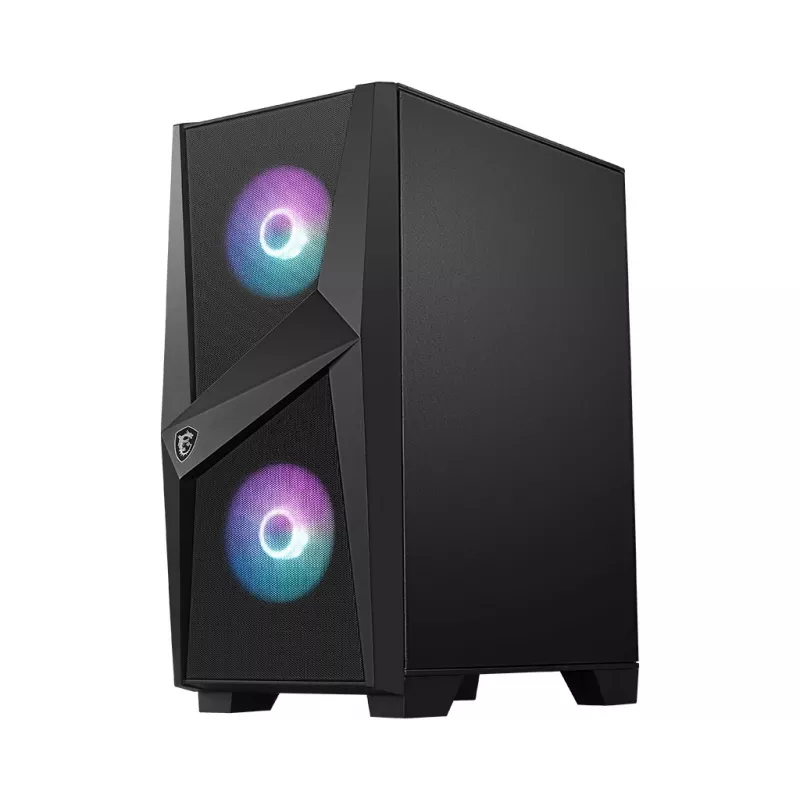 MSI MAG FORGE 100R Mid Tower Gaming Computer Case 'Czarny, 2x 120mm ARGB PWM Fan, 1x 120mm Fan, 1-6 ARGB Hub, Mystic Light Sync, Tempered Glass Panel, ATX, mATX, mini-ITX'