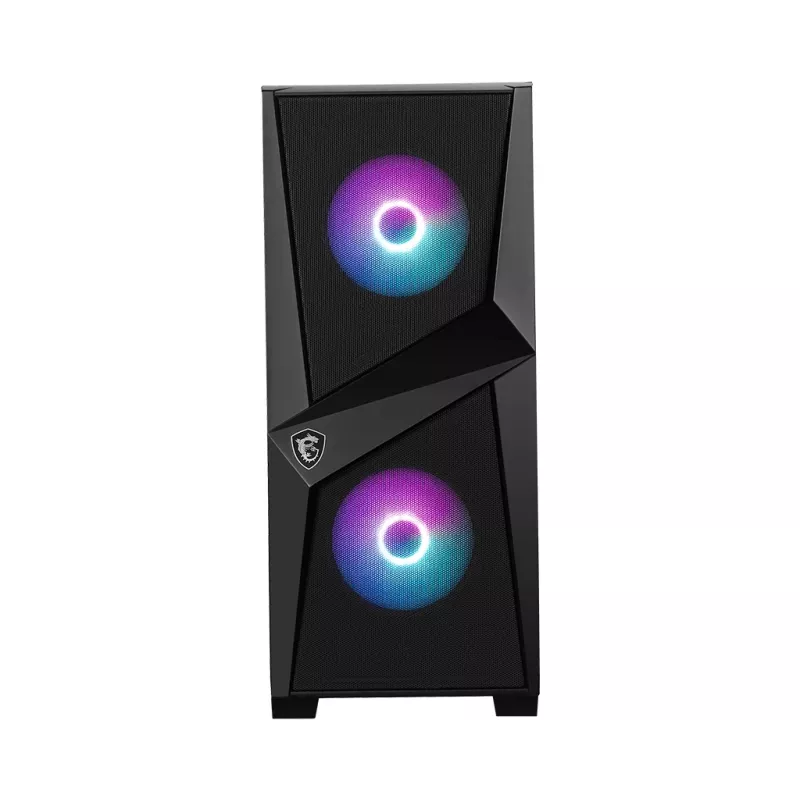 MSI MAG FORGE 100R Mid Tower Gaming Computer Case 'Czarny, 2x 120mm ARGB PWM Fan, 1x 120mm Fan, 1-6 ARGB Hub, Mystic Light Sync, Tempered Glass Panel, ATX, mATX, mini-ITX'
