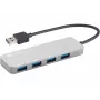Sandberg USB 3.0 Hub 4 ports SAVER, USB 3.2 Gen 1 (3.1 Gen 1) Type-A, USB 3.2 Gen 1 (3.1 Gen 1) Type-A, 5000 Mbit/s, srebrny, aluminium, 40 g