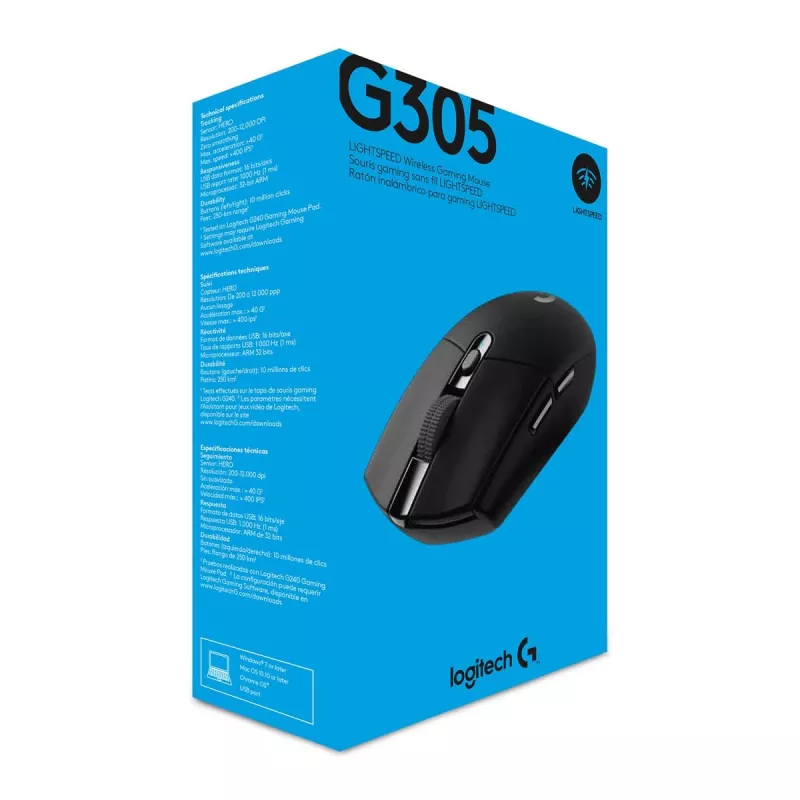 Mysz gamingowa bezprzewodowa Logitech G305 Lightspeed, czarna, Ewr 2