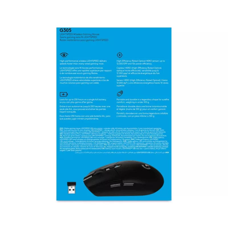 Mysz gamingowa bezprzewodowa Logitech G305 Lightspeed, czarna, Ewr 2