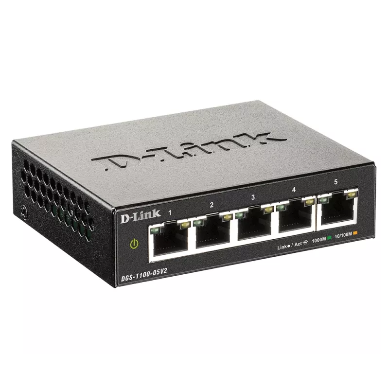 Przełącznik sieciowy D-Link DGS-1100-05V2/E Zarządzalny L2 Gigabit Ethernet (10/100/1000) Czarny