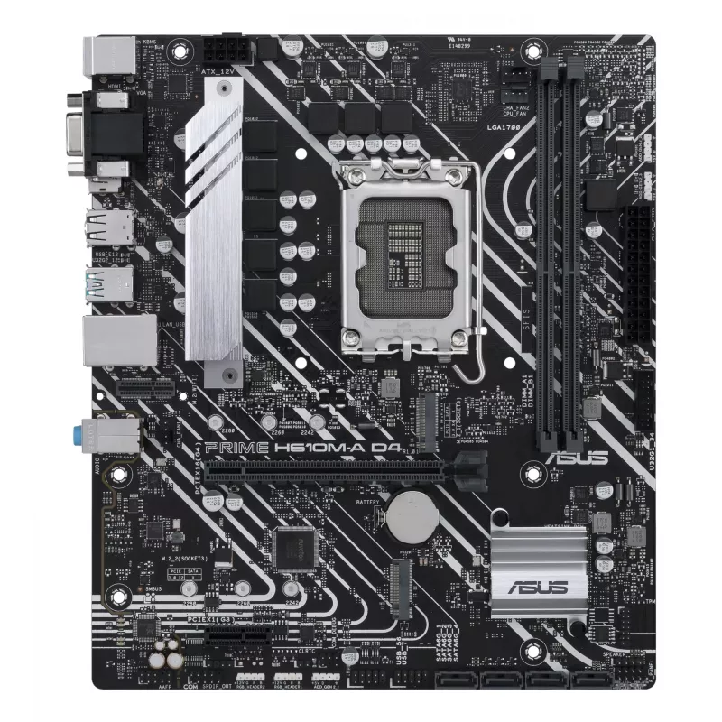 Płyta główna ASUS PRIME H610M-A D4-CSM, Intel H610, LGA 1700, micro ATX, DDR4, 2x DIMM, 64GB, 2x M.2, 4x SATA III, HDMI 2.1, DP 1.4