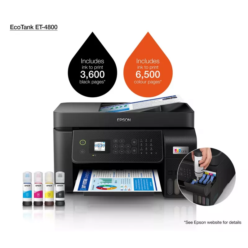 Epson EcoTank ET-4800 Atramentowa A4 5760 x 1440 DPI 33 stron/min Wi-Fi