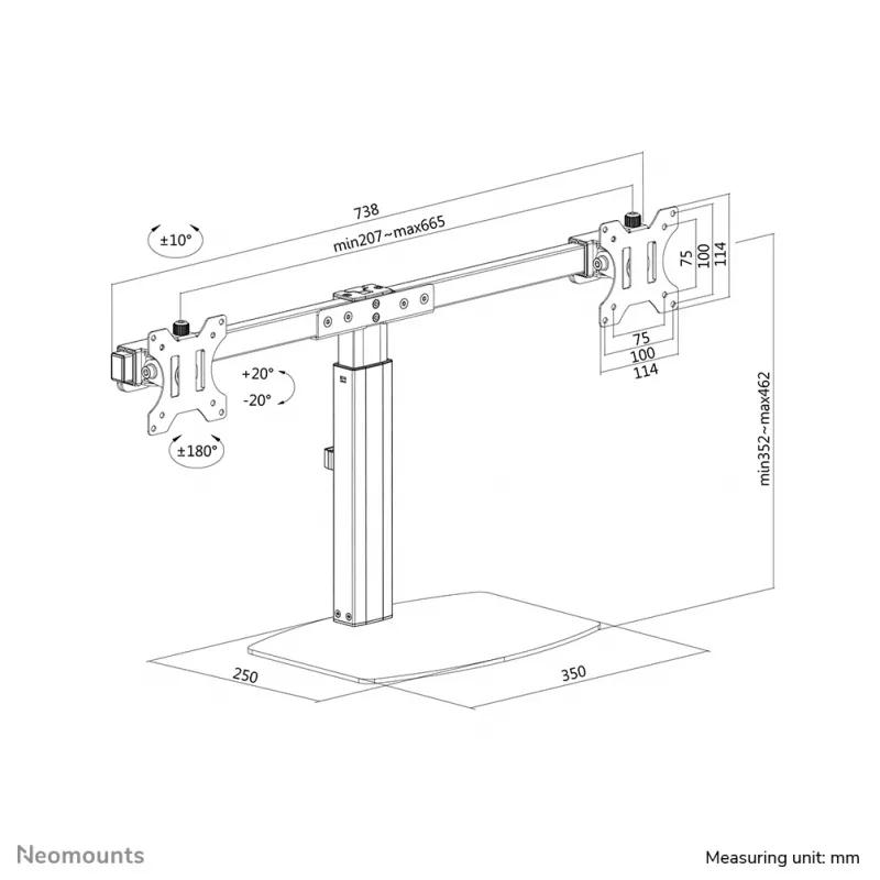 Neomounts FPMA-D865DCzarny Uchwyt monitora 10-27 cali - sprężyna gazowa