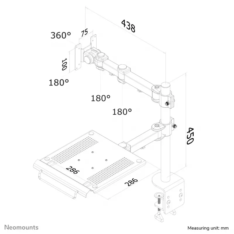 Neomounts FPMA-D960NOTEBOOK Uchwyt do monitora z uchwytem na laptopa 10-27 cali