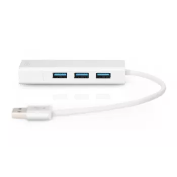 DIGITUS USB 3.0, 3-portowy HUB i adapter Gigabit LAN 3xUSB A/F, 1xUSB A/M, 1xRJ45 LAN obsługuje Windows i Mac OS
