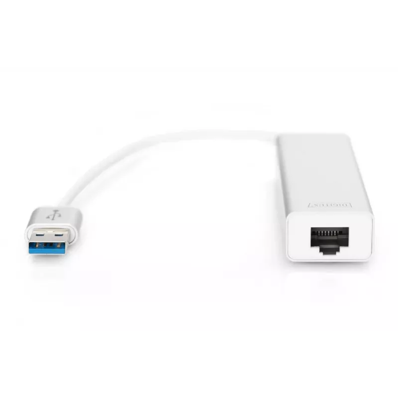 DIGITUS USB 3.0, 3-portowy HUB i adapter Gigabit LAN 3xUSB A/F, 1xUSB A/M, 1xRJ45 LAN obsługuje Windows i Mac OS