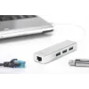 DIGITUS USB 3.0, 3-portowy HUB i adapter Gigabit LAN 3xUSB A/F, 1xUSB A/M, 1xRJ45 LAN obsługuje Windows i Mac OS