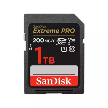 Karta pamięci SDXC flash SANDISK Extreme PRO 1TB UHS-I U3 V30 Class 10, odczyt do 200 MB/s, zapis 140 MB/s, odporna na wstrząsy, czarna
