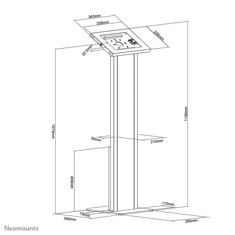 Neomounts FL15-750WH1 stojak podłogowy na tablet 9,7–11 cali - zamykany