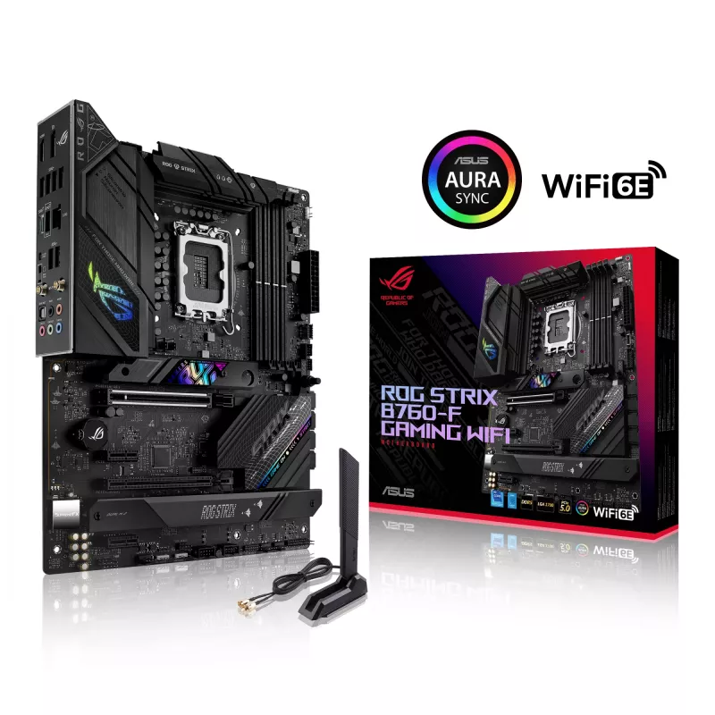 Płyta główna ASUS ROG STRIX B760-F GAMING WIFI — Intel B760, LGA 1700, ATX, DDR5, 4 DIMM, Wi‑Fi 6E, 2.5Gb LAN