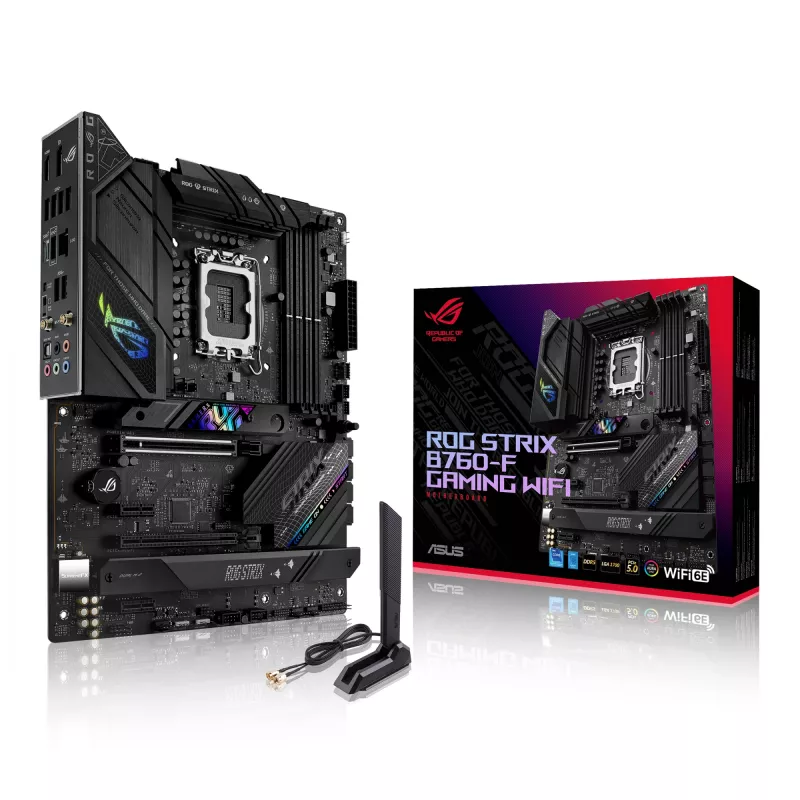 Płyta główna ASUS ROG STRIX B760-F GAMING WIFI — Intel B760, LGA 1700, ATX, DDR5, 4 DIMM, Wi‑Fi 6E, 2.5Gb LAN