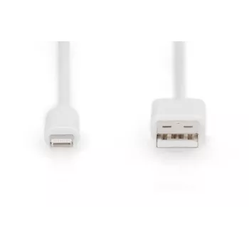Kabel danych i ładowania DIGITUS USB-A do Lightning MFI C89, 2 m, biały, 5 V, 2,4 A