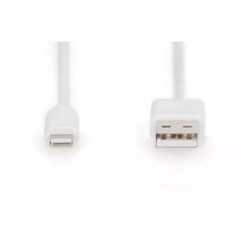 Kabel danych i ładowania DIGITUS USB-A do Lightning MFI C89, 2 m, biały, 5 V, 2,4 A