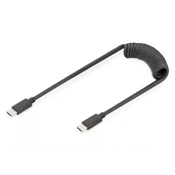 DIGITUS USB - Type C do USB - Type C Kabel spiralny, TPU USB 2.0, PD60W Max; 1m