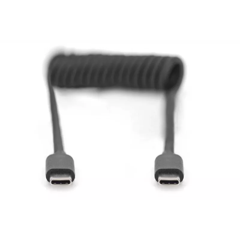 DIGITUS USB - Type C do USB - Type C Kabel spiralny, TPU USB 2.0, PD60W Max; 1m