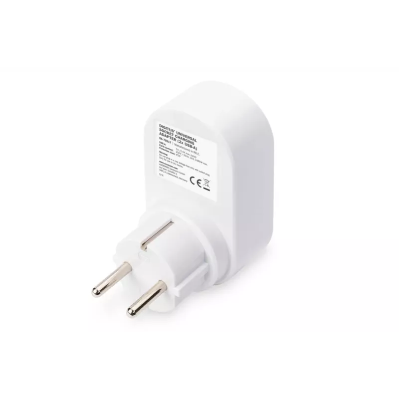 DIGITUS Zasilacz sieciowy z 2 portami USB, 250 V, 50 Hz, USB: 5 V, 2,1 A, biały / szary