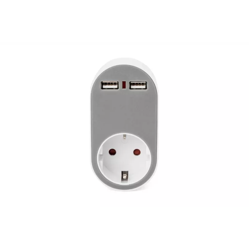 DIGITUS Zasilacz sieciowy z 2 portami USB, 250 V, 50 Hz, USB: 5 V, 2,1 A, biały / szary