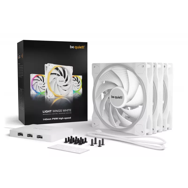 be quiet Light Wings White | 140mm PWM high-speed Triple-Pack Wentylator do obudowy komputera 14 cm 3 szt.