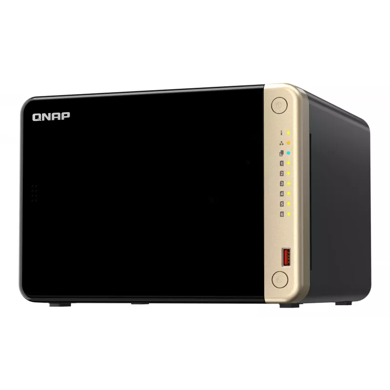 QNAP TS-664 NAS Tower Intel® Celeron® N5095 8 GB DDR4 0 TB QNAP QTS Czarny, Brązowy