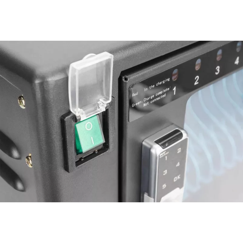 DIGITUS Wózek ładujący, 16 stacji ładujących, 14 cali, czarny 384 x 550 x 375 mm, zamek elektr., USB, wentylator