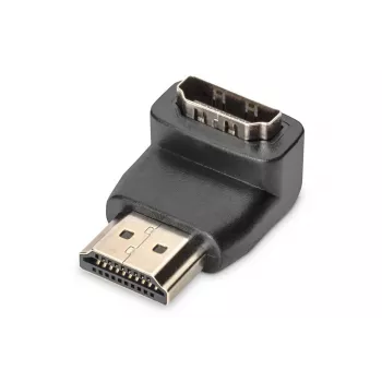 Adapter HDMI DIGITUS, typ A, kątowy 90° M/F, Ultra HD 60p, czarny złoty