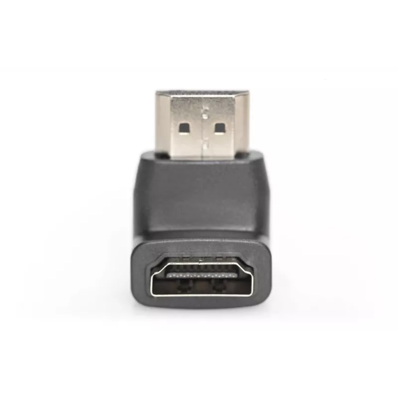 Adapter HDMI DIGITUS, typ A, kątowy 90° M/F, Ultra HD 60p, czarny złoty