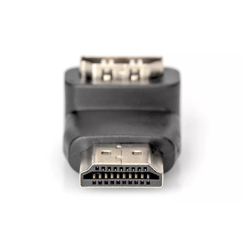 Adapter HDMI DIGITUS, typ A, kątowy 90° M/F, Ultra HD 60p, czarny złoty