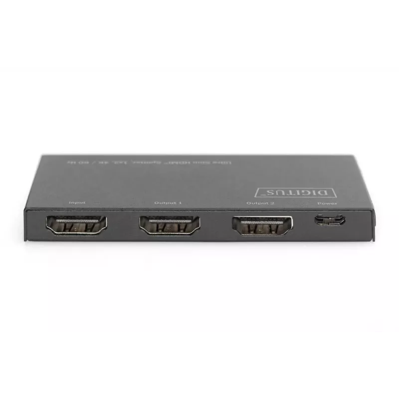 DIGITUS Ultra cienki HDMI Splitter, 1x2, 4K/60Hz HDR, HDCP 2.2, 18 Gbps, zasilany przez Micro USB