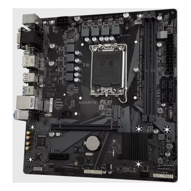 Płyta główna GIGABYTE H610M S2H V2 DDR4 - obsługa procesorów Intel Core 14. generacji, 6+1+1 hybrydowa cyfrowa sekcja zasilania VRM, pamięci DDR4 do 3200 MHz (OC), 1xPCIe 3.0 M.2, karta sieciowa GbE LAN, USB 3.2 Gen 1