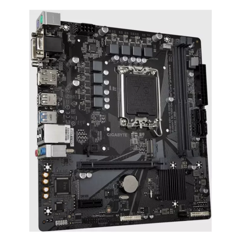 Płyta główna GIGABYTE H610M S2H V2 DDR4 - obsługa procesorów Intel Core 14. generacji, 6+1+1 hybrydowa cyfrowa sekcja zasilania VRM, pamięci DDR4 do 3200 MHz (OC), 1xPCIe 3.0 M.2, karta sieciowa GbE LAN, USB 3.2 Gen 1
